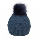 A1670- LADIES PATTERN KNITTED BOBBLE HAT/FAUX FUR POM POM