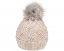 A1671-  LADIES PATTERN KNITTED BOBBLE HAT/FAUX FUR POM POM