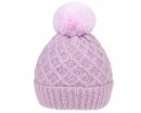 A1674- LADIES KNITTED BOBBLE HAT WITH FAUX FUR POM POM