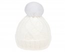 A1675- LADIES KNITTED BOBBLE HAT WITH FAUX FUR POM POM