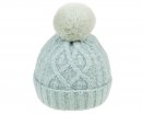 A1675- LADIES KNITTED BOBBLE HAT WITH FAUX FUR POM POM