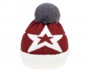 A1682- LADIES STAR PRINT KNITTED BOBBLE HAT