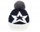 A1682- LADIES STAR PRINT KNITTED BOBBLE HAT