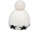 A1683- LADIES KNITTED BOBBLE HAT/ STARS ON THE BRIM