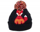 A1686- - LADIES FOX PRINT KNITTED BOBBLE HAT