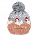 A1798- LADIES CHICKEN PRINT KNITTED BOBBLE HAT