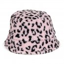 A1802-LADIES TEDDY BEAR FUR LEOPARD PRINT BUCKET HAT