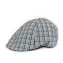 A1861- MENS CHECKED PREFORMED PEAK FLAT CAP