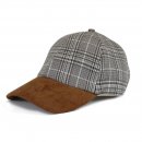 A1879- MENS CHECKED BASEBALL WITH SUEDE EFFECT PEAK