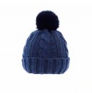 A1927-PK OF 12- LADIES KNITTED BOBBLE HAT WITH INSIDE LINING