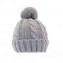 A1929-PK OF 12- LADIES KNITTED BOBBLE HAT WITH INSIDE LINING