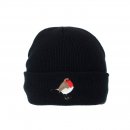 A1943- MENS ROBIN PRINT KNITTED SKI HAT WITH FLEECE LINING