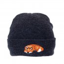 A1944- MENS FOX PRINT KNITTED SKI HAT WITH FLEECE LINING