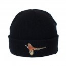 A1945- MENS PHEASANT PRINT KNITTED SKI HAT- FLEECE LINING