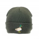 A1946- MENS DUCK PRINT KNITTED SKI HAT- FLEECE LINING