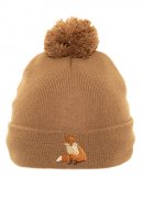 A1994- ADULTS FOX & SQUIRREL PRINT BOBBLE HAT- FLEECE LINING