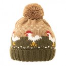 A2005- LADIES CHICKEN PRINT KNITTED BOBBLE HAT
