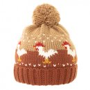 A2005- LADIES CHICKEN PRINT KNITTED BOBBLE HAT