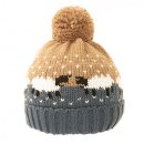 A2007- LADIES SHEEP PRINT KNITTED BOBBLE HAT