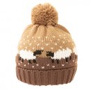A2008- LADIES SHEEP PRINT KNITTED BOBBLE HAT