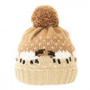 A2008- LADIES SHEEP PRINT KNITTED BOBBLE HAT