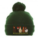 A2037- LADIES CHICKENS PRINT BOBBLE HAT- FLEECE LINING