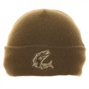 A2040- ADULTS FISH PRINT KNITTED SKI HAT- FLEECE LINING