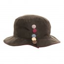 Wholesale womens showerproof hat with button detail in brown