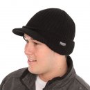 Wholesale Thinsulate black knitted peaked hat on model