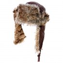 Wholesale brown nylon trapper with fake fur lining