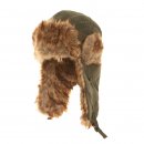 Wholesale green nylon trapper with fake fur lining