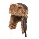 Wholesale navy nylon trapper with fake fur lining
