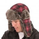 Wholesale womens subtle check trapper hat on model