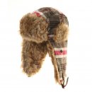 Wholesale womens 2-tone grey and pink trapper hat with faux fur trim