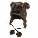 Wholesale grey faux fur peru hat with pom pom and ears