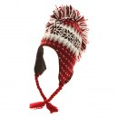 Wholesale adults unisex knitted peru hat with mohican design in red