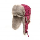 Wholesale womens red quilted trapper hat with faux fur trim