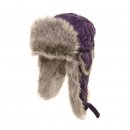 Wholesale womens purple quilted trapper hat with faux fur trim
