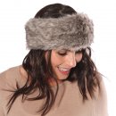 Wholesale Womens elasticated plain faux fur headband on model