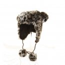 Bulk grey animal print trapper developed from faux fur with pom pom ears