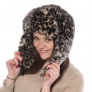 Wholesale dark grey assorted faux fur animal print trapper on model
