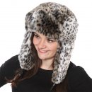 Wholesale light grey assorted faux fur animal print trapper on model
