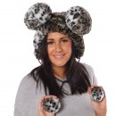 Wholesale womens faux fur grey print hat with giant ears on model