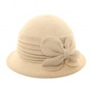 Wholesale ladies wool hat with bow detail in white