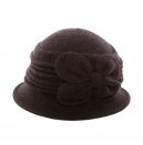 Wholesale ladies wool hat with bow detail in navy