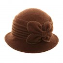 Wholesale ladies wool hat with bow detail in light brown