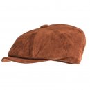 Wholesale brown 8 panel flat cap with faux suede peak for men