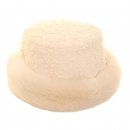 Wholesale ladies quality boucle hat with faux fur trim in cream