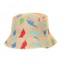 Wholesale baby boys cotton bucket hat with brown and multicoloured dinosaur design