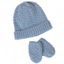 B309- BABIES KNITTED SKI HAT WITH MATCHING MITTENS